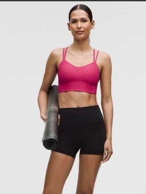 Lululemon Like a Cloud Ribbed Longline Bra Sz 14 B/C Raspberry Coulis